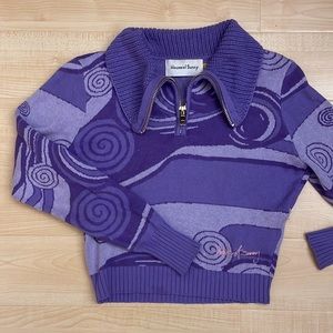 House of Sunny Sunny Indigo Skies Tracksuit Sweater  & Pants Set Purple US 2 XS